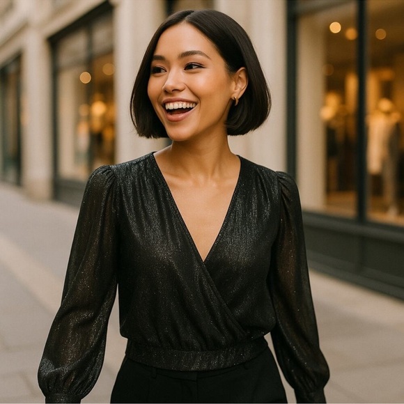 ✨Madewell Black Sheer Blouse - Picture 2 of 7